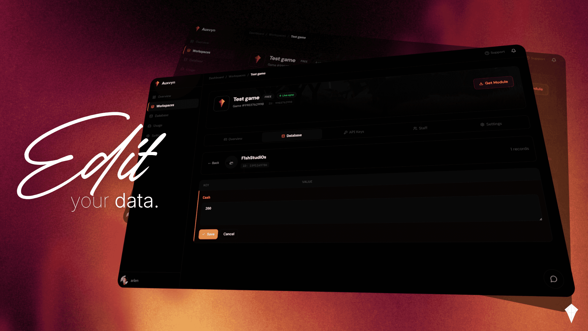 Auxvyn data editing view