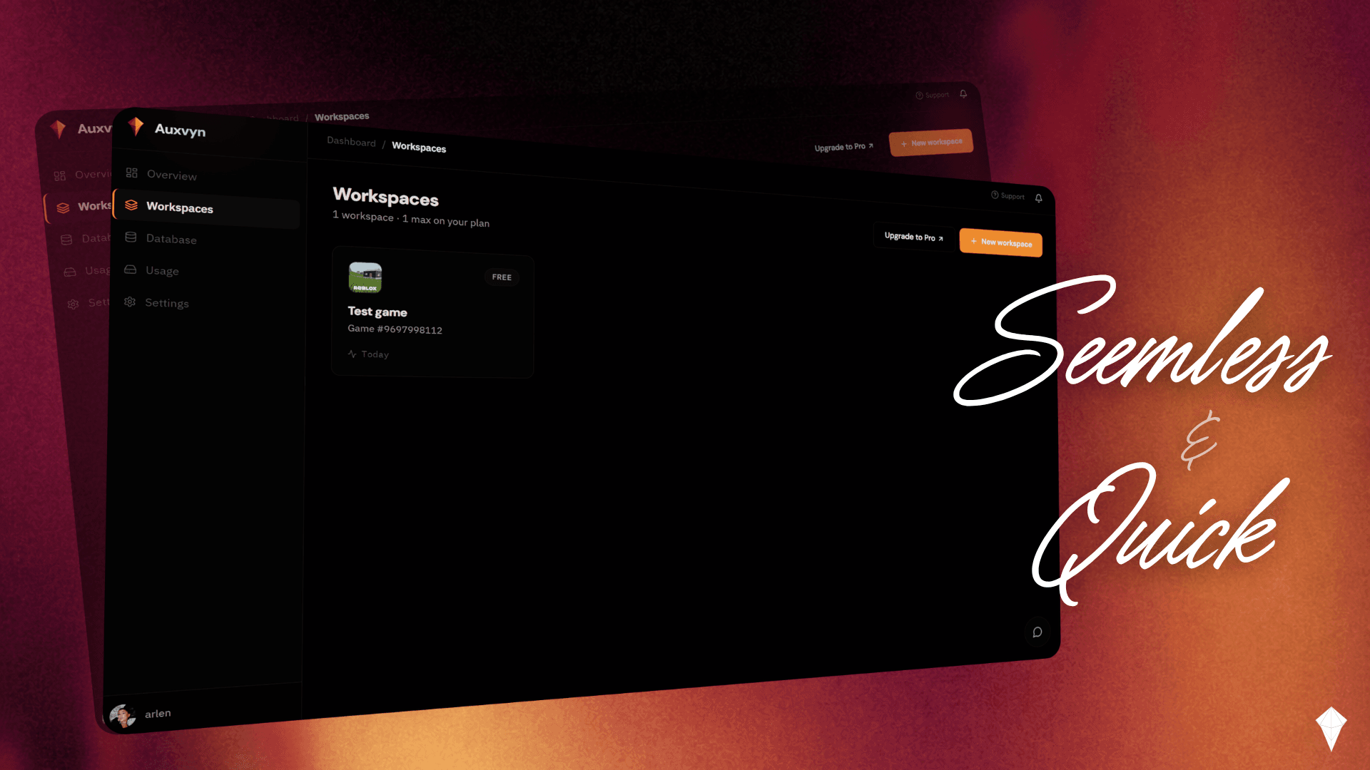 Auxvyn workspaces view